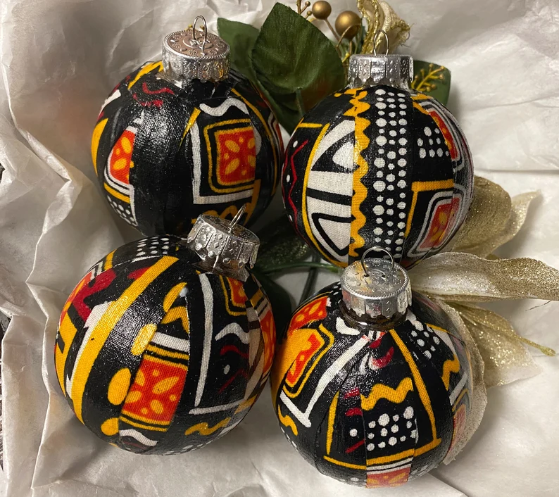 African Print Kente Christmas Ornaments