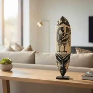 Ghanaian Sankofa Wooden Mask Wall Art